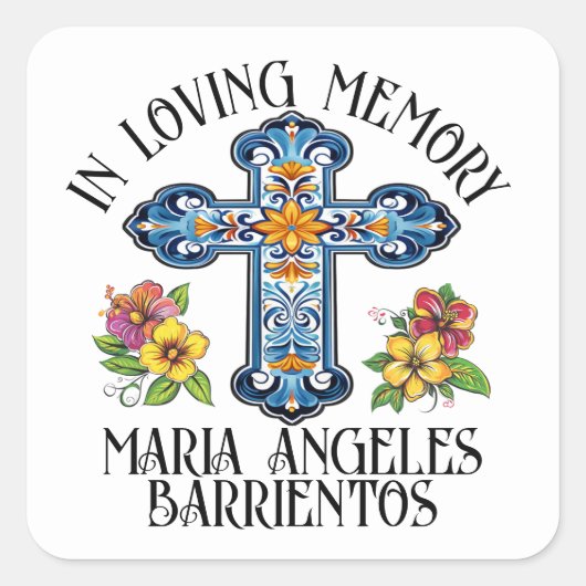 Ter liefdevolle herinnering In memoriam Vierkante Sticker (Voorkant)