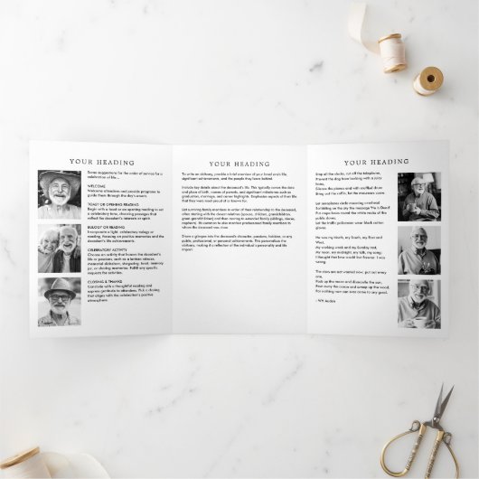 Ter liefdevolle herinnering Modern minimalistisch Drieluik Programma (Binnen)