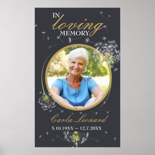 Ter liefdevolle herinnering Paardenbloem Foto Rouw Poster (Voorkant)