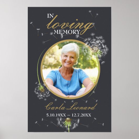 Ter liefdevolle herinnering Paardenbloem Foto Rouw Poster (Voorkant)