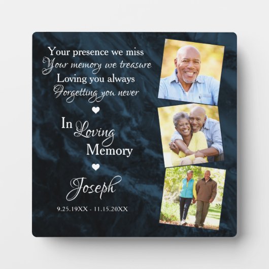 Ter liefdevolle herinnering Persoonlijk 3-foto-her Fotoplaat (Voorkant)