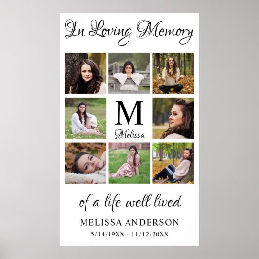 Ter liefdevolle herinnering Persoonlijke rouwadver Poster (Voorkant)