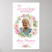 Ter liefdevolle herinnering Roze bloemenkrans Foto Poster (Voorkant)