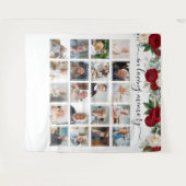 Ter nagedachtenis 20 Foto Rode Bloemstuk Herdenkin Wandkleed (Voorkant (horizontaal))