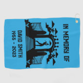 Ter nagedachtenis aan de begrafenis van een golfer golfhanddoek (Horizontaal)