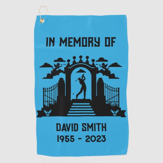 Ter nagedachtenis aan de begrafenis van een golfer golfhanddoek (Voorkant)