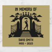 Ter nagedachtenis aan de begrafenis van een golfer likeurfles etiket (Enkel label)