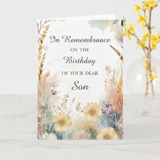 Ter nagedachtenis aan de verjaardag van Son With W Kaart (Gele Bloem)
