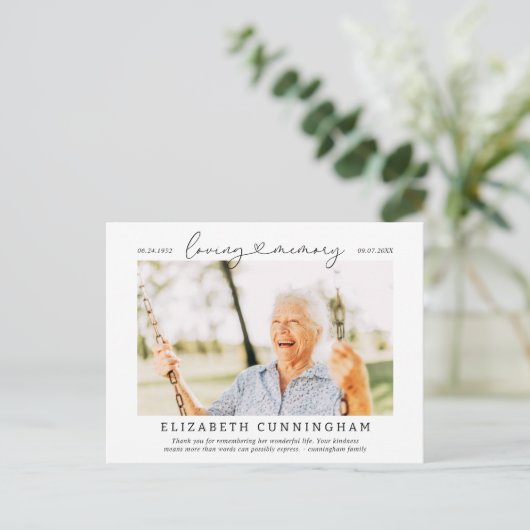 Ter nagedachtenis aan eenvoudige moderne fotomemoi briefkaart (Staand voorkant)