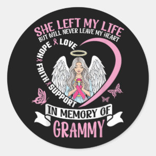 Ter nagedachtenis aan Grammy Breast Cancer Awarene Ronde Sticker