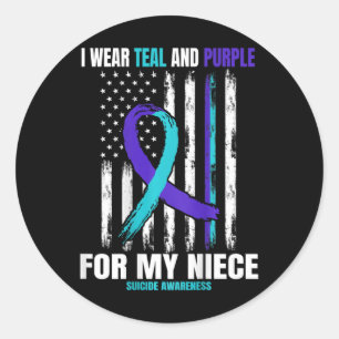 Ter nagedachtenis aan mijn nichtje Suicide Awarene Ronde Sticker