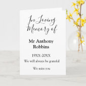 Ter nagedachtenis aan naam rouw geschenk kaart (Gele Bloem)