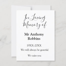 Ter nagedachtenis aan naam rouwboekje aandenken briefkaart