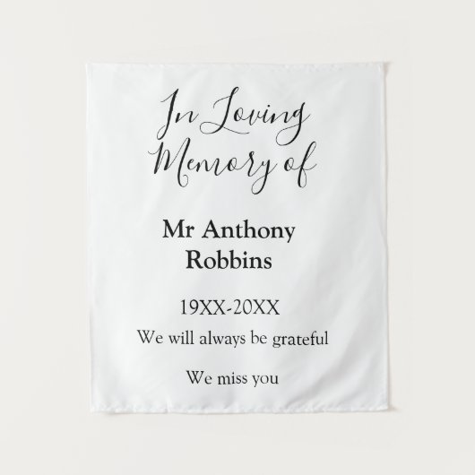 Ter nagedachtenis aan naam rouwboekje wandkleed (Voorkant)