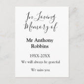 Ter nagedachtenis aan naam rouwcadeau briefkaart (Voorkant)