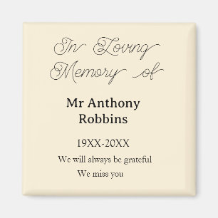 Ter nagedachtenis aan naam rouwherinnering aandenk magneet