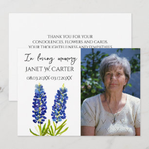 Ter nagedachtenis Bluebonnets Texas bloemstuk rouw Kaart