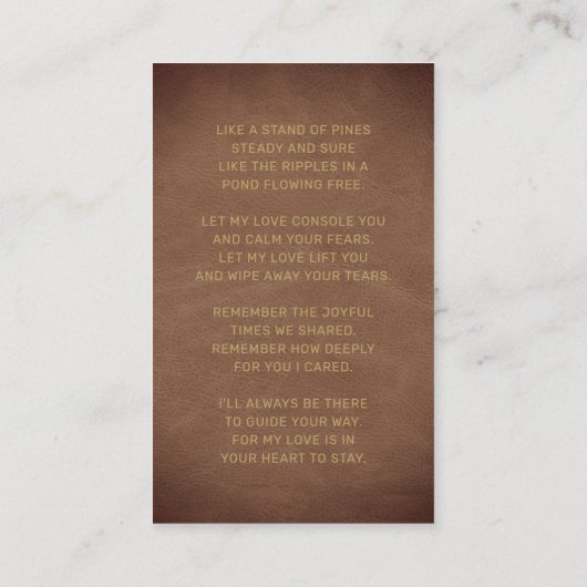 Ter nagedachtenis Bruine Gouden Foto Rouwkaart Visitekaartje (Achterkant)