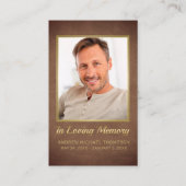 Ter nagedachtenis Bruine Gouden Foto Rouwkaart Visitekaartje (Voorkant)