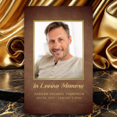 Ter nagedachtenis Bruine Gouden Foto Rouwkaart Visitekaartje