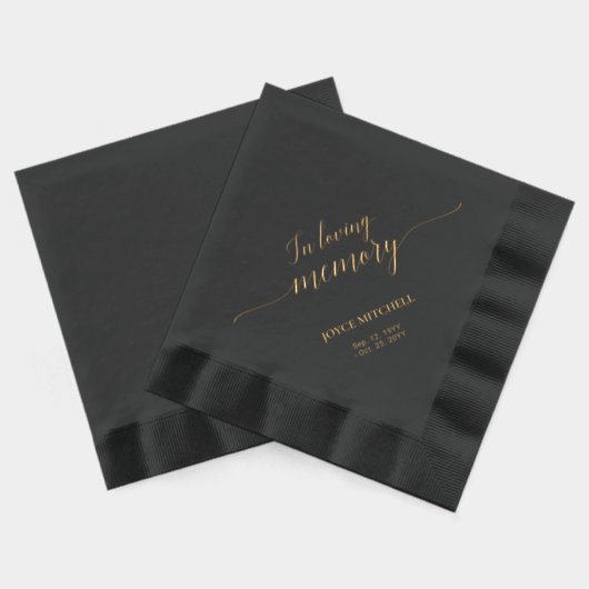 Ter nagedachtenis | Elegante script rouwkaarten Folie Servetten (Achterkant)