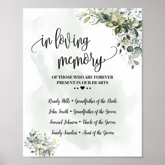 Ter nagedachtenis herinnering eucalyptus vetplant poster (Voorkant)