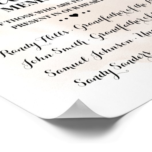 Ter nagedachtenis Herinnering Herfst Bruiloft Poster (Hoek)