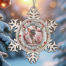 Ter nagedachtenis - Hond Foto Huisdier Herdenkings Tin Sneeuwvlok Ornament