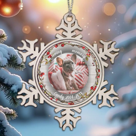 Ter nagedachtenis - Hond Foto Huisdier Herdenkings Tin Sneeuwvlok Ornament