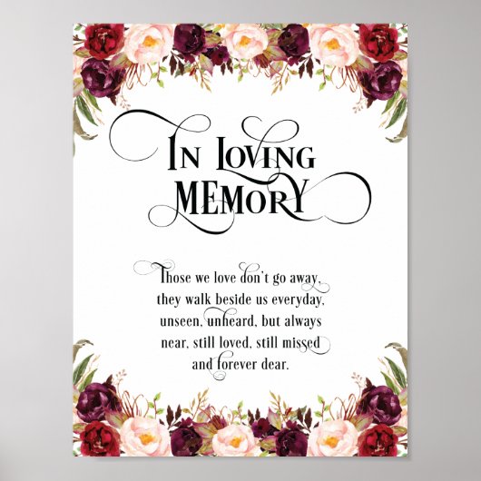 Ter nagedachtenis Huwelijks-herdenking Tafelkaart  Poster (Voorkant)