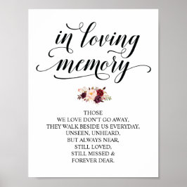 Ter nagedachtenis Huwelijks-herdenking Tafelkaart  Poster