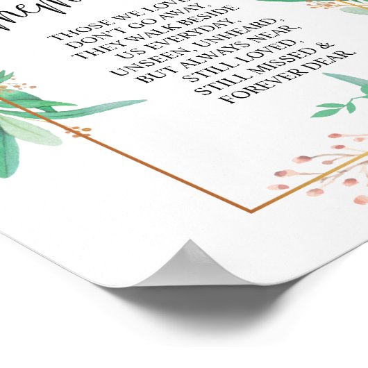 Ter nagedachtenis Huwelijks-herdenkingstafel bord  Poster (Hoek)