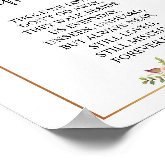 Ter nagedachtenis Huwelijksherdenking Tafelkaart B Poster (Hoek)