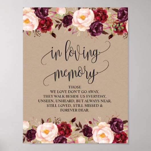 Ter nagedachtenis Huwelijksherdenking Tafelkaart v Poster (Voorkant)