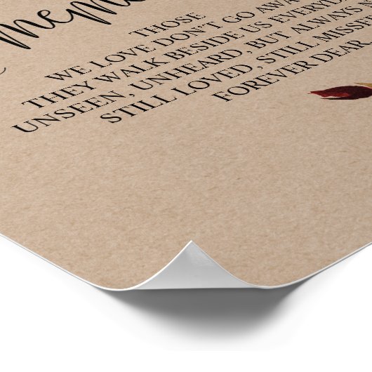 Ter nagedachtenis Huwelijksherdenking Tafelkaart v Poster (Hoek)