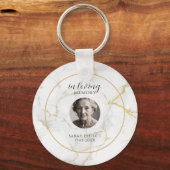 Ter nagedachtenis met foto | marmer goud sleutelhanger (Voorkant)