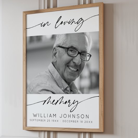 Ter nagedachtenis Modern Schrift Foto Funeral  Poster