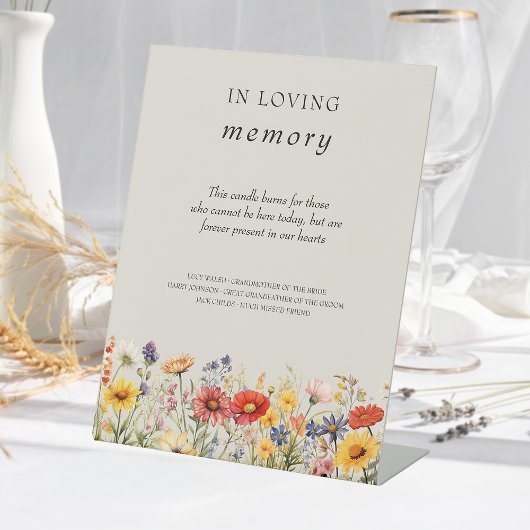 Ter nagedachtenis Rustiek wildbloemen trouwbord Reclamebord Met Voetstuk