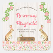 Ter nagedachtenis van boekplaat, bloemenkrabbels vierkante sticker (Voorkant)