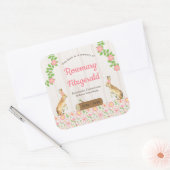 Ter nagedachtenis van boekplaat, bloemenkrabbels vierkante sticker (Envelop)