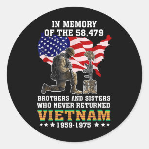 Ter nagedachtenis van de 58479 Vietnam veteraan st Ronde Sticker