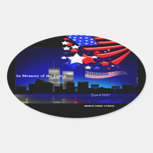 Ter nagedachtenis van de Gestorven Sept 11 Memoria Ovale Sticker