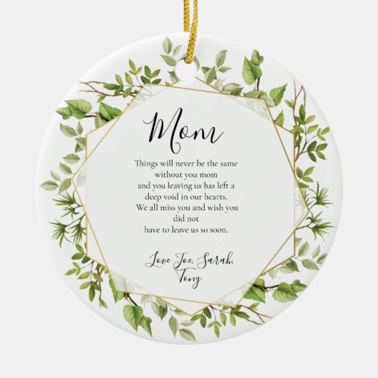 Ter nagedachtenis van een geliefde keramisch ornament (Voorkant)