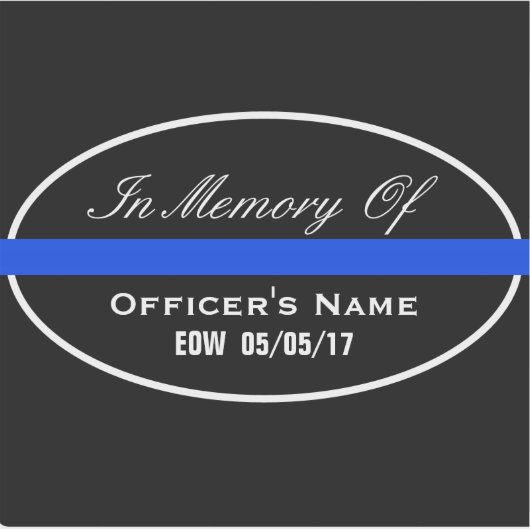 TER NAGEDACHTENIS VAN GEVALLEN OFFICIER DUNNE BLAU STICKER (Voorkant)