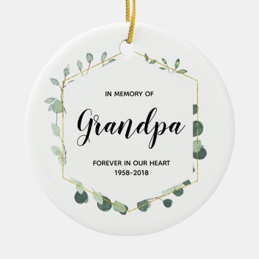 ter nagedachtenis van opa Greenery Ornament (Voorkant)