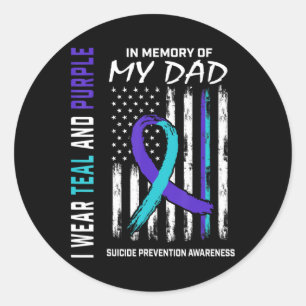 Ter nagedachtenis van pa Suicide Awareness Prevent Ronde Sticker