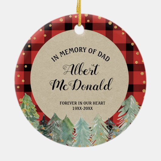 Ter nagedachtenis van pap Ornament Winter Kerstcad (Achterkant)