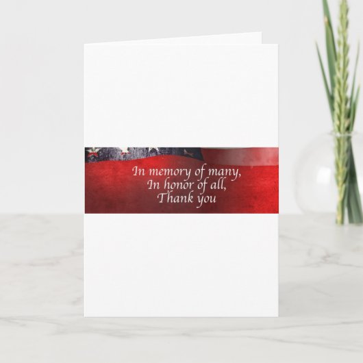 Ter nagedachtenis van velen ter ere van allen hart bedankkaart (Voorkant)