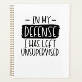 Ter verdediging werd ik zonder toezicht Notitieboe Planner (Voorkant)