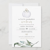TERA Herfst Greenery White Pumpkin Baby shower Kaart (Voorkant)